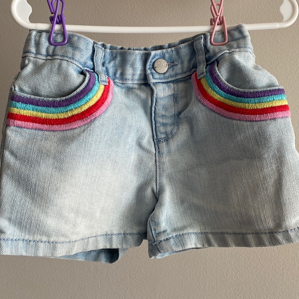 Rainbow jean shorts